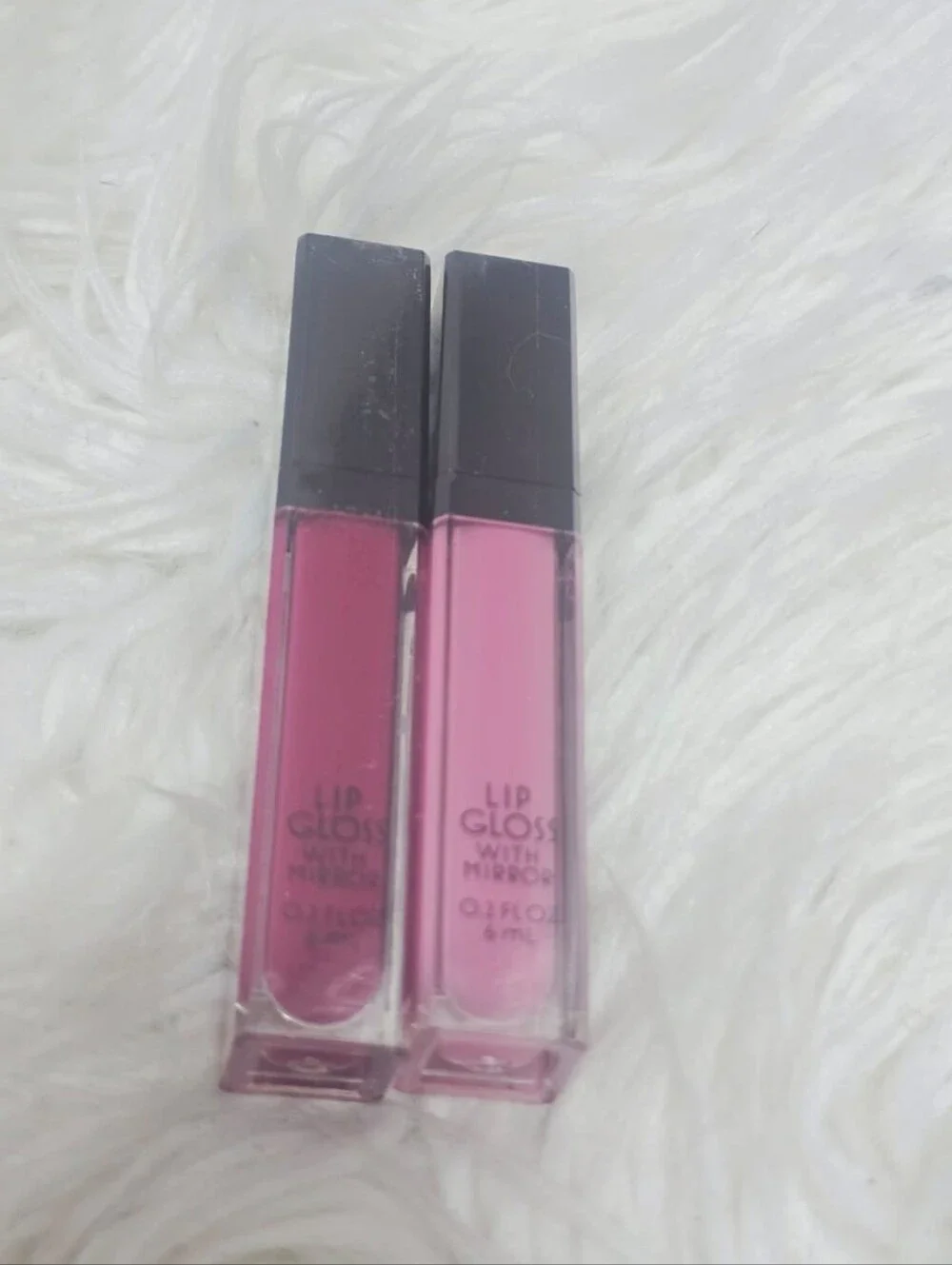 Fantasia Glass-Like Lip Gloss with Mirror Set of 2 Mauve and Pink